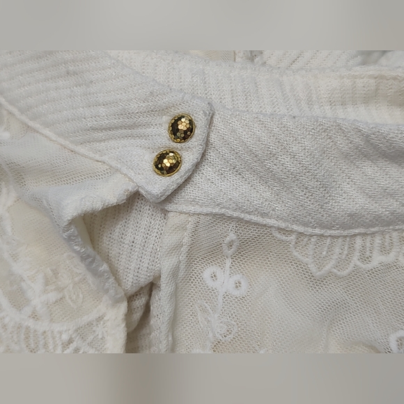 Candie's Victorian Ivory White Ribbed Knit Lace Tank Top LG - Picture 7 of 10